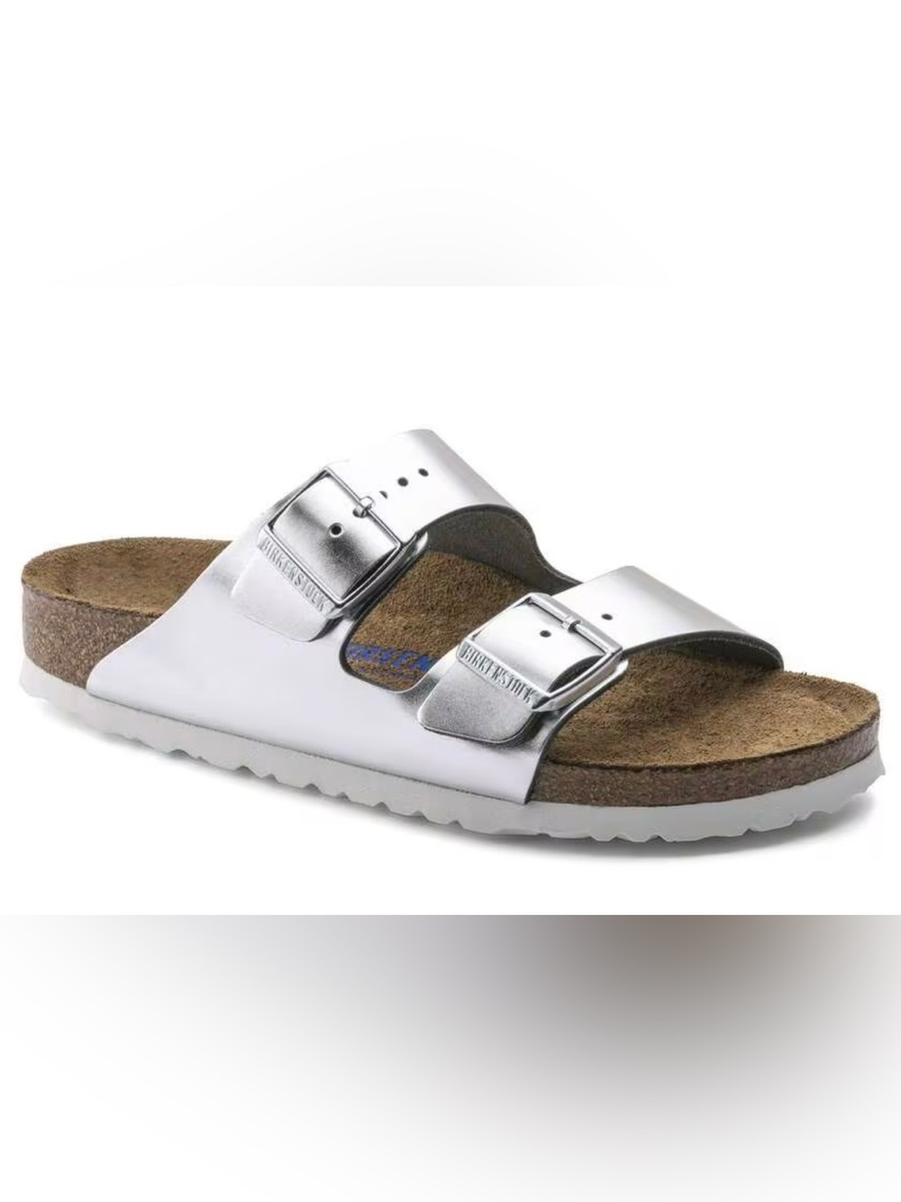 Birkenstock Arizona Metallic Silver Two-Strap Sandal